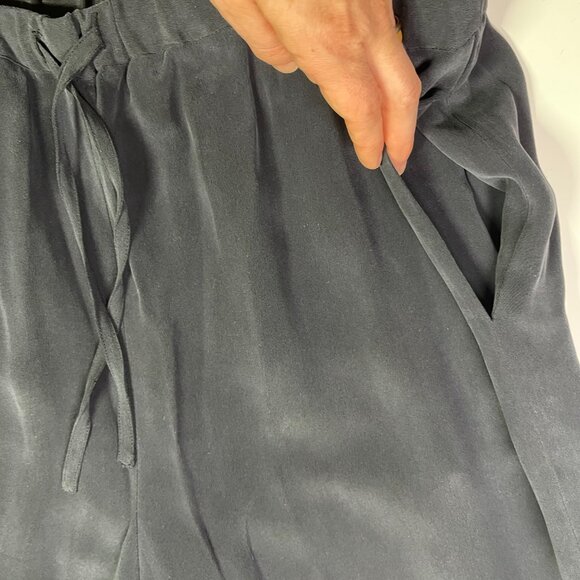 Mel & Lisa Size XL Pull-On Silk Pants Drawstring Pockets Fully Lined Dark Grey - Picture 6 of 7